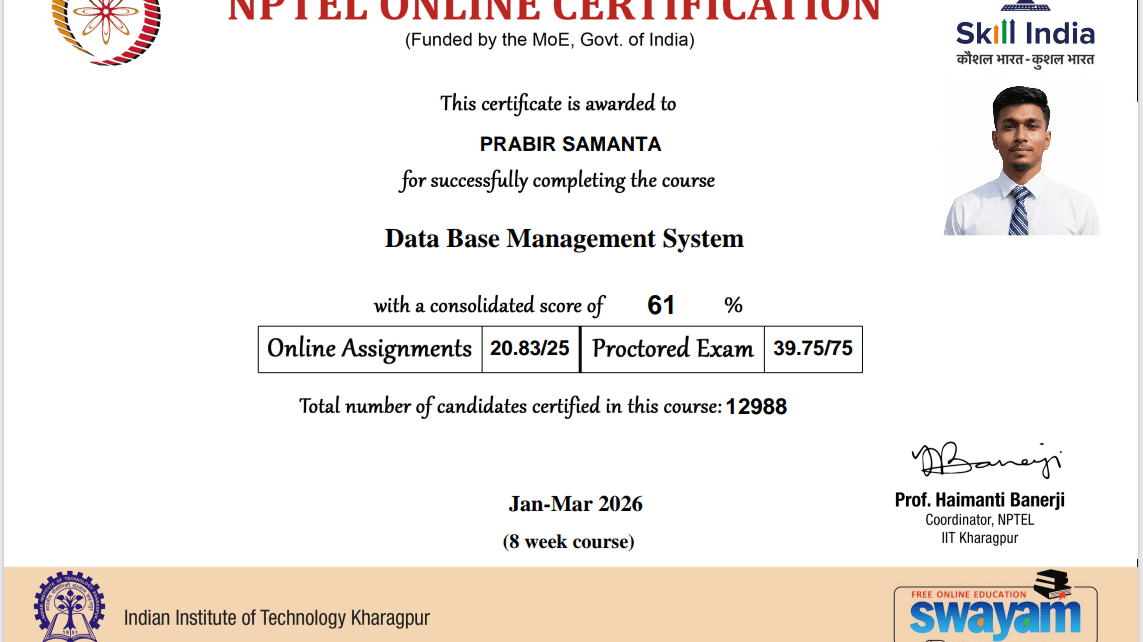 Database Management Systems certificate